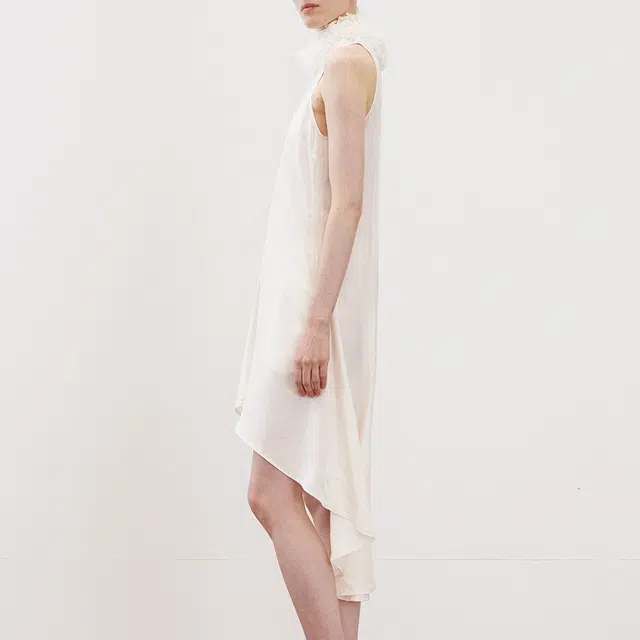RECTO SS25 FRINGE COLLAR HALTER NECK DRESS