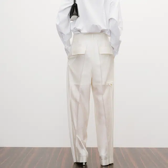 RECTO SS25 SHEER BACK BANDING WIDE PANTS