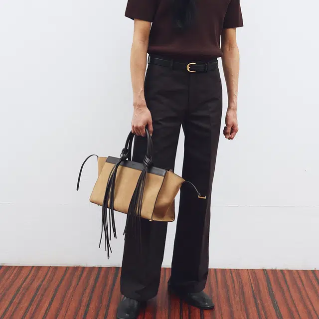 RECTO SS25 COTTON BLEND WIDE FLARED PANTS