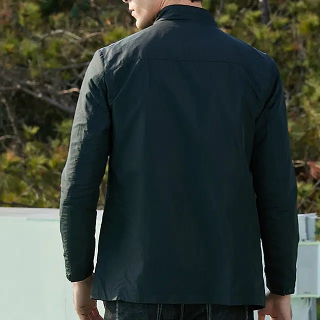 爱登堡 休闲纯色拉链设计夹克 男款 绿褐色