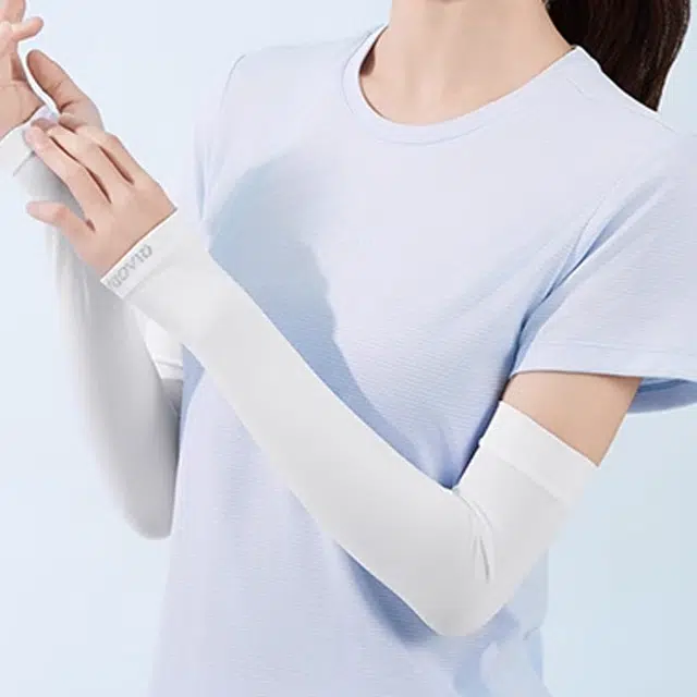 乔丹 纯色设计 吸湿纤维 防晒袖 女款 白色