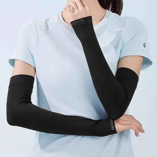 乔丹 纯色设计 吸湿纤维 防晒袖 女款 黑色