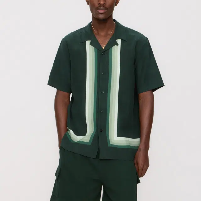 KITH SS25 Border Stripe Thompson Camp Collar