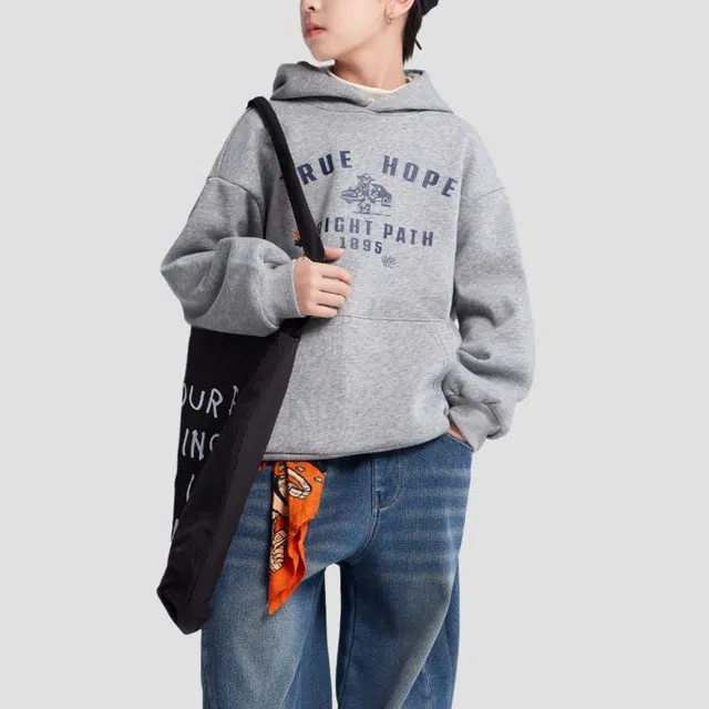 左西卫衣 透气连帽套头加绒长袖 儿童款