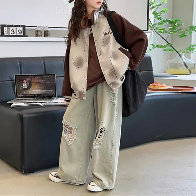 浪莎 时尚简约字母长袖棒球服青少年