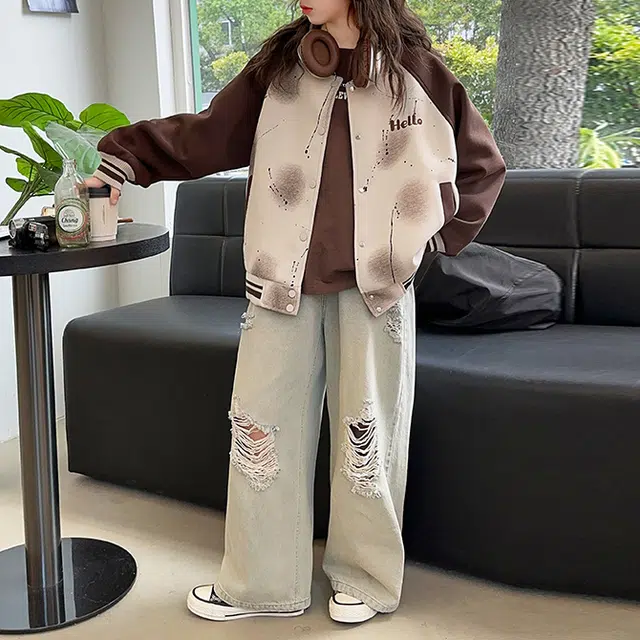 浪莎 时尚简约字母长袖棒球服青少年