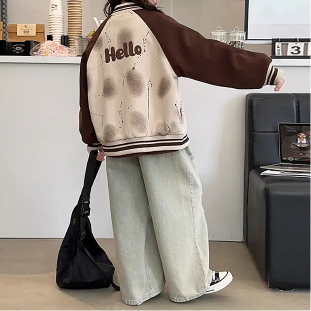 浪莎 时尚简约字母长袖棒球服青少年