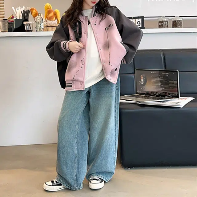浪莎 时尚简约字母长袖棒球服青少年