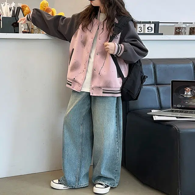 浪莎 时尚简约字母长袖棒球服青少年