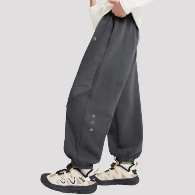 儿童款 左西针织运动裤 绒绒裤系列 防风保暖耐磨反光印花加绒束脚