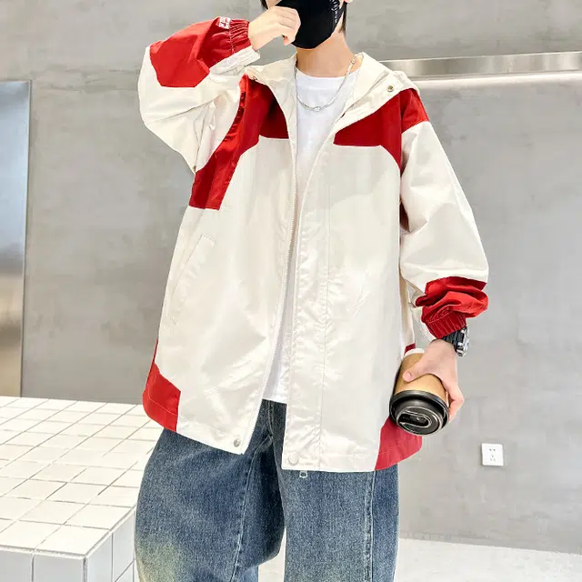 浪莎 连帽时尚舒适夹克外套 白色青少年