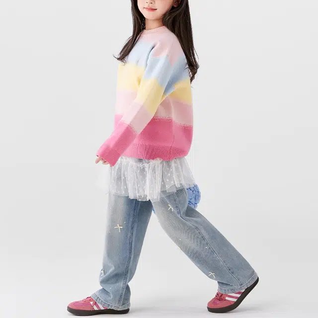 左西毛衣 甜美洋气套头 粉色 中小童