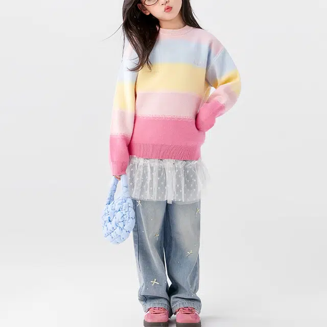 左西毛衣 甜美洋气套头 粉色 中小童