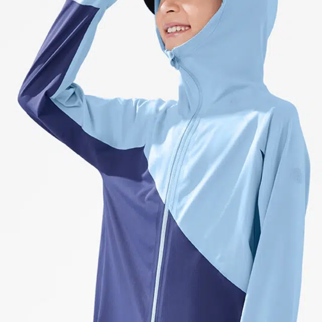 儿童款 蕉下 连帽拼色拉链高弹防风防晒服