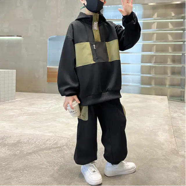 浪莎 连帽套头落肩袖卫衣舒适时尚束脚长裤休闲运动套装 青少年