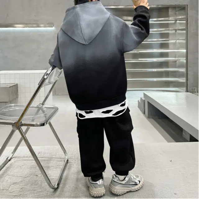 浪莎 套头连帽落肩卫衣舒适束脚时尚长裤休闲运动套装 青少年