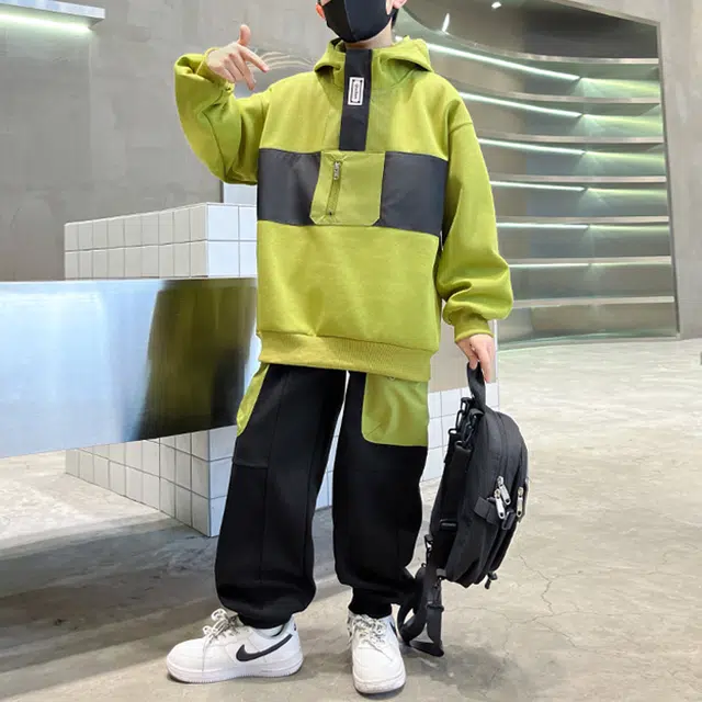 浪莎 连帽套头落肩袖卫衣舒适时尚束脚长裤休闲运动套装 青少年