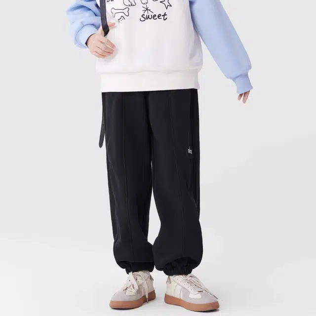 左西 加绒保暖束脚简约儿童运动裤 儿童款