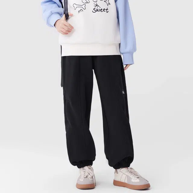 左西 加绒保暖束脚简约儿童运动裤 儿童款