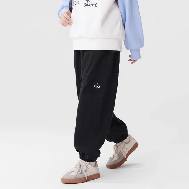 左西 加绒保暖束脚简约儿童运动裤 儿童款