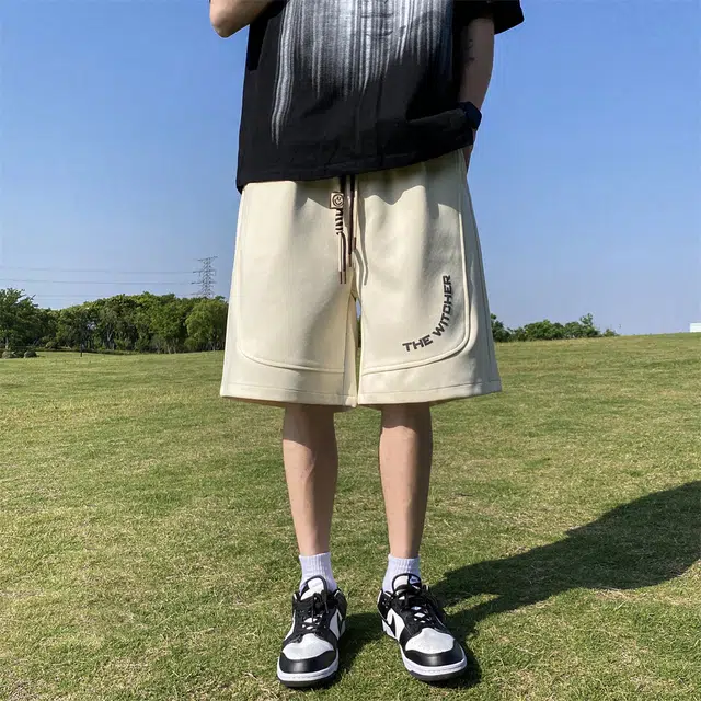 人本 运动沙滩港风宽松直筒百搭五分休闲短裤 男女同款