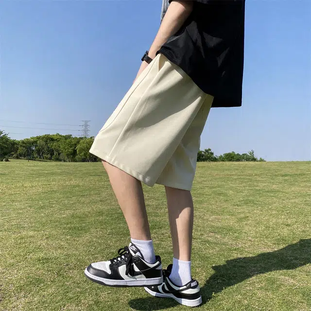 人本 运动沙滩港风宽松直筒百搭五分休闲短裤 男女同款
