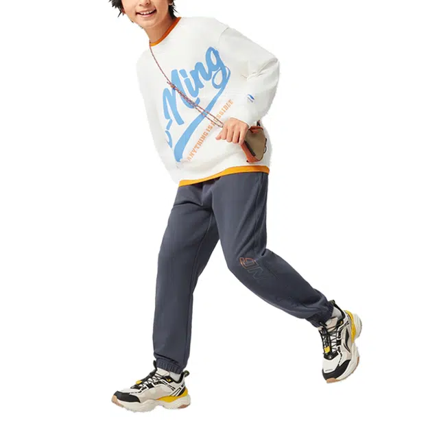 李宁儿童长裤 运动生活系列 字母舒适柔软 地表灰 儿童款