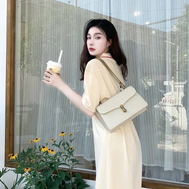 西木汀 风与路人 鳄鱼纹小众品牌高级感时尚通勤百搭 牛皮 链条包腋下包单肩斜挎包 女款 多色