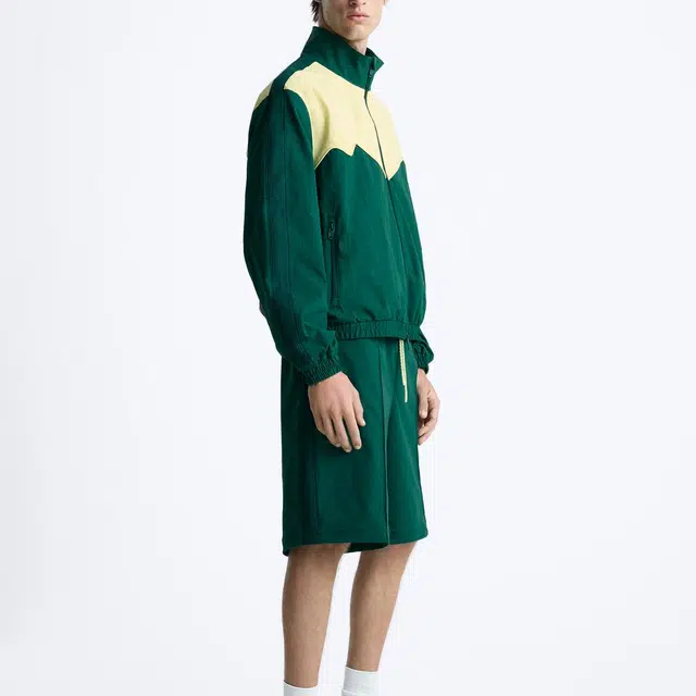 ZARA Casual Stand Collar Jacket Green