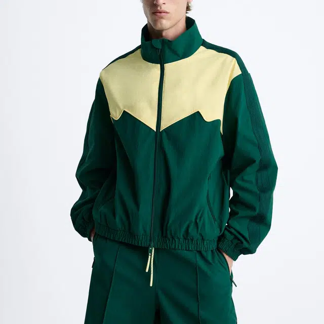 ZARA Casual Stand Collar Jacket Green