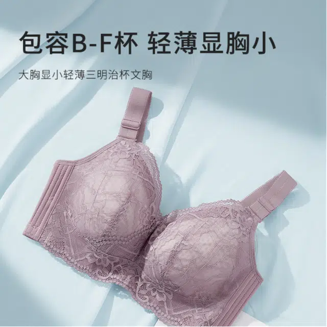 都市丽人 轻薄大胸显小蕾丝无钢圈上托蜂窝透气内衣文胸 女款