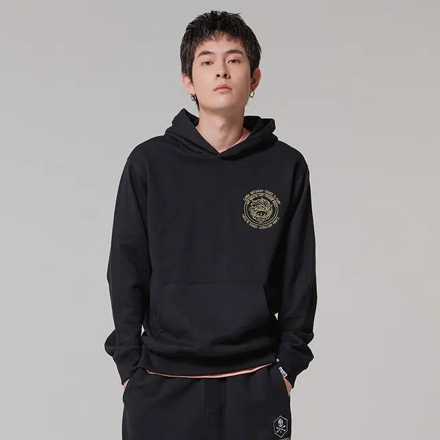 鬼洗 地藏特工织带套头加绒卫衣 男款 黑色