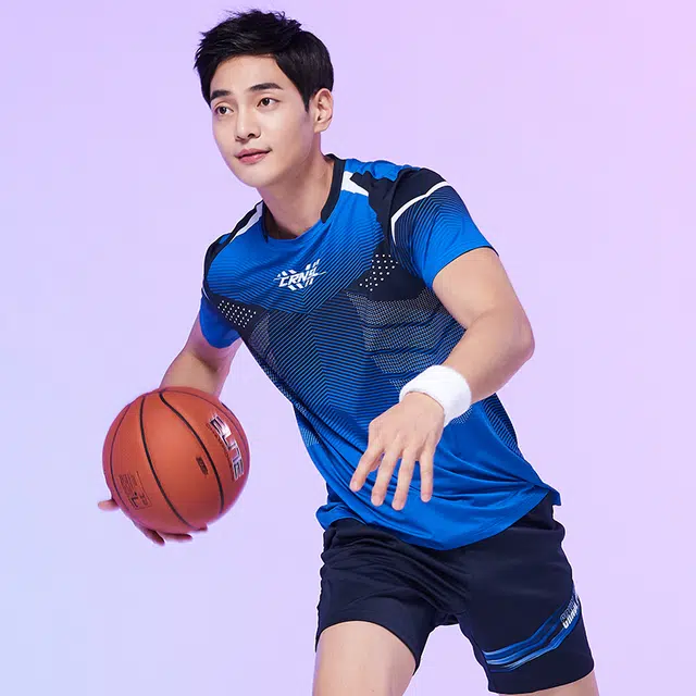 可莱安 透气速干修身舒适运动短袖羽毛球服 男款 蓝色