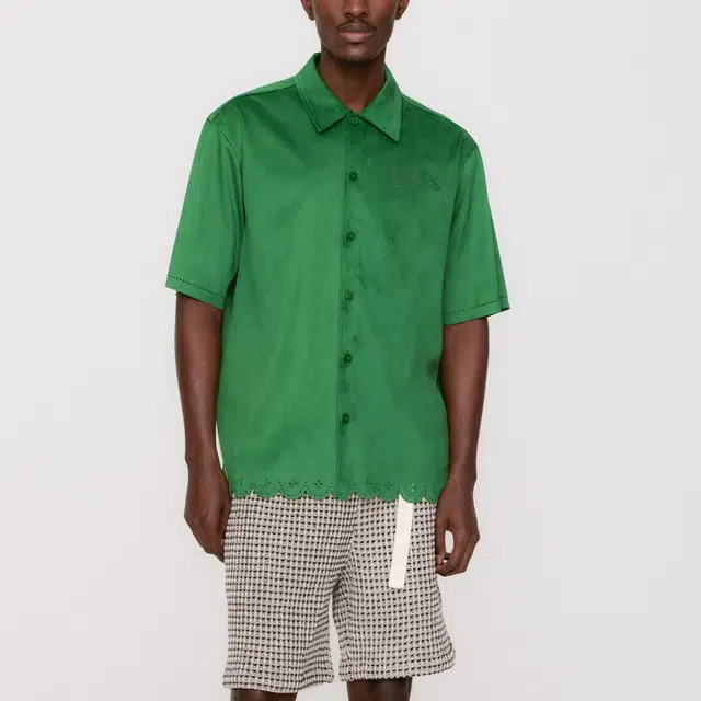 KITH SS25 Isaac Microsuede Buttondown Logo