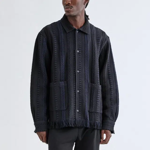 KITH Mixed Stripe Tweed Boxy Collared Overshirt 2025