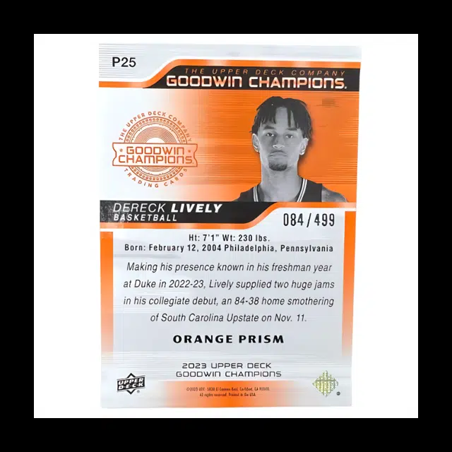 UPPER DECK goodwin champions Dereck Lively II 084499