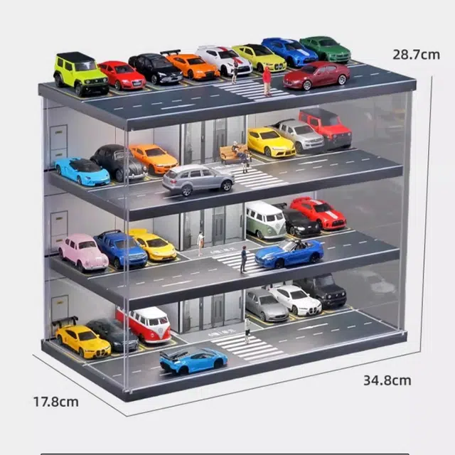 卡威 车模停车场套装跑车汽车 合金玩具车 成品模型