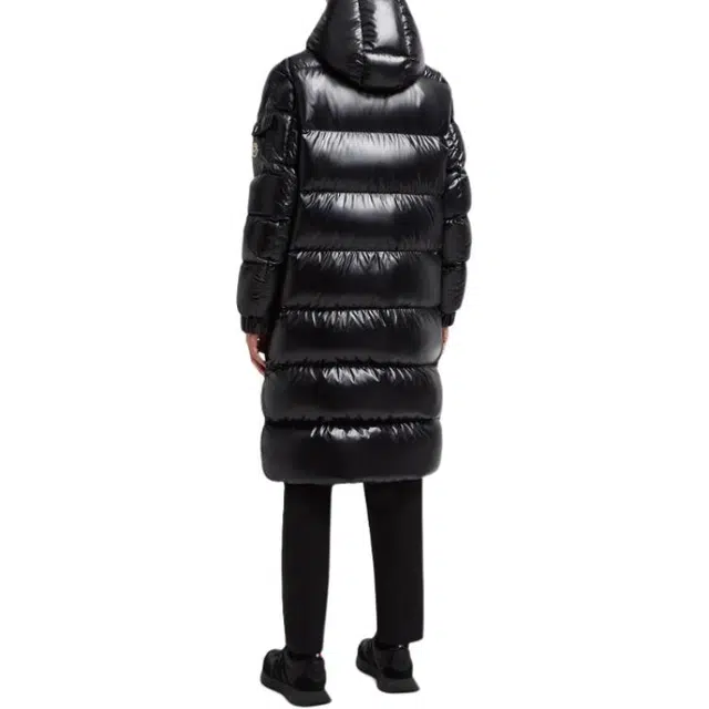 Moncler Hanoverian Hooded Square-Quilted Long Down Jacket