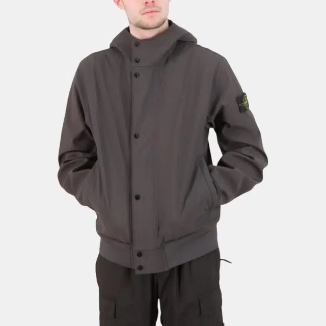 Stone Island SS25 Soft Shell Jacket Carbon Grey