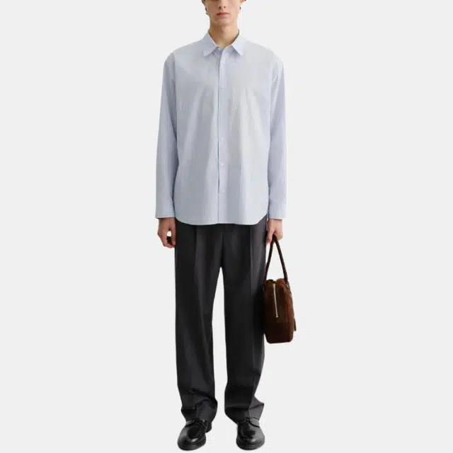 Dunst UNISEX INFORMAL SHIRT BLUE GREY STRIPE