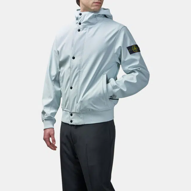 Stone Island Badge Zip Hoodie Sky Blue