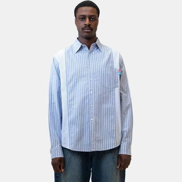 Vandy The Pink Striped Flower Button Up