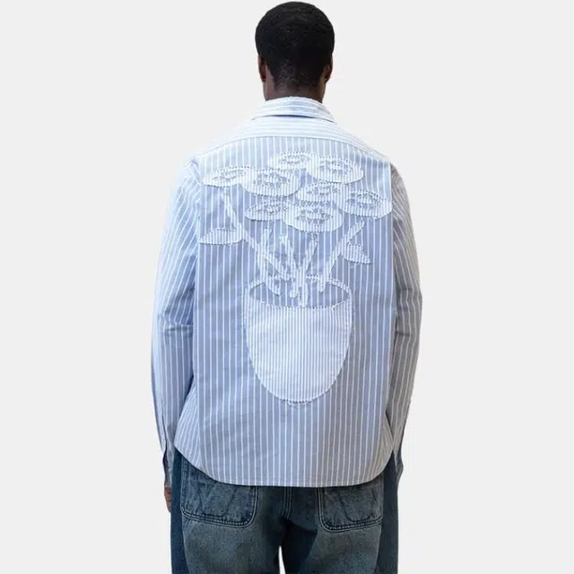 Vandy The Pink Striped Flower Button Up