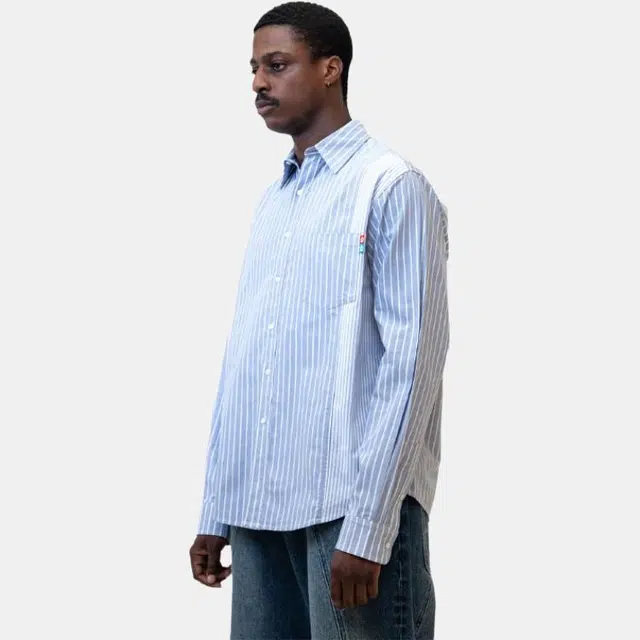 Vandy The Pink Striped Flower Button Up