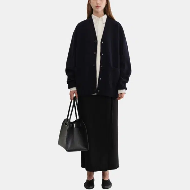 Dunst UNISEX BOYFRIEND KNIT CARDIGAN FRENCH NAVY