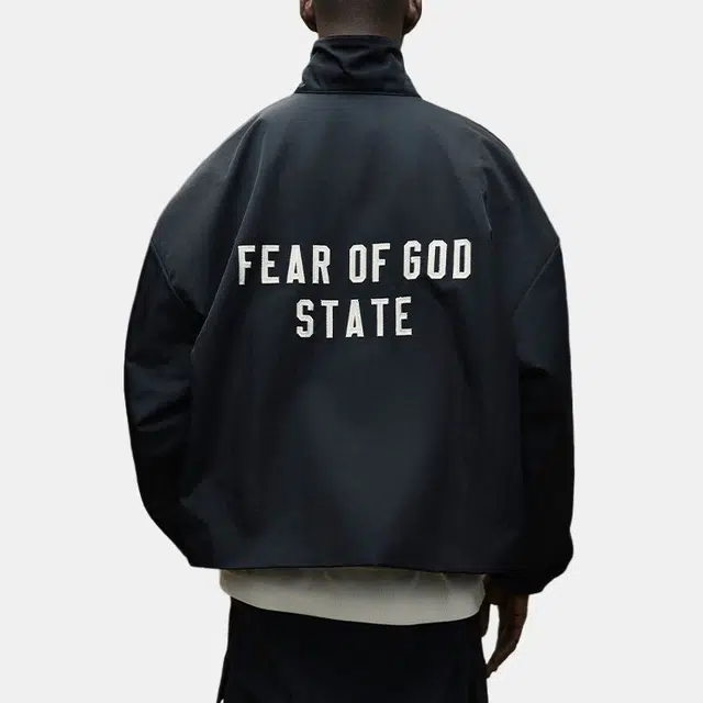 Fear of God Essentials Textured Nylon Trucker Jacket Black