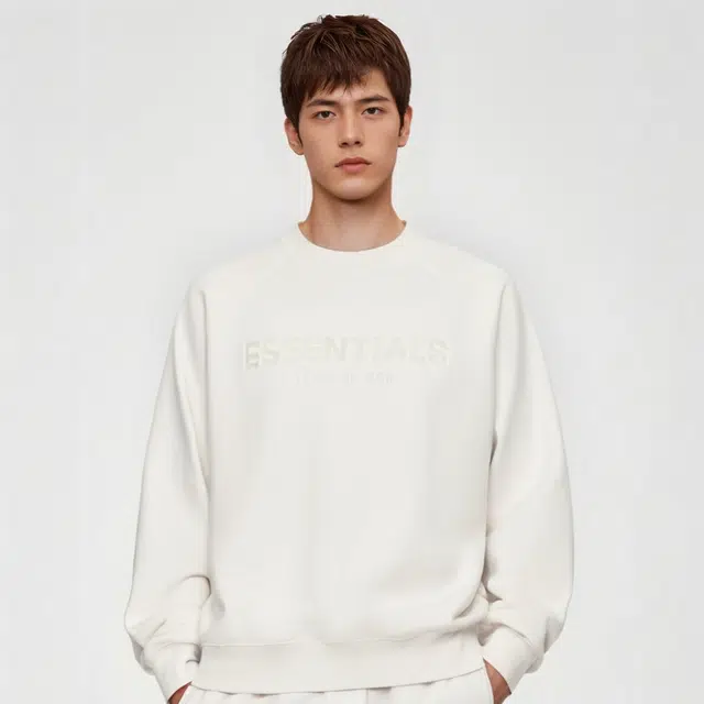 Fear of God Essentials FW21 Adult Pullover Crewneck Greige Logo