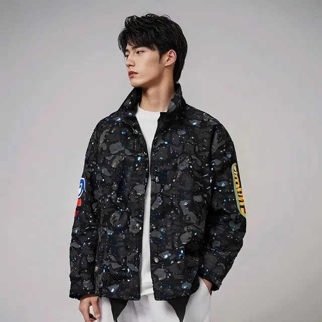 A BATHING APE BAPE Shark Letter Starry Pattern Jacket