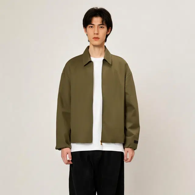 Fear of God Essentials Fall24 BACK TO SCHOOL Textured Nylon Trucker Jacket MILITARY