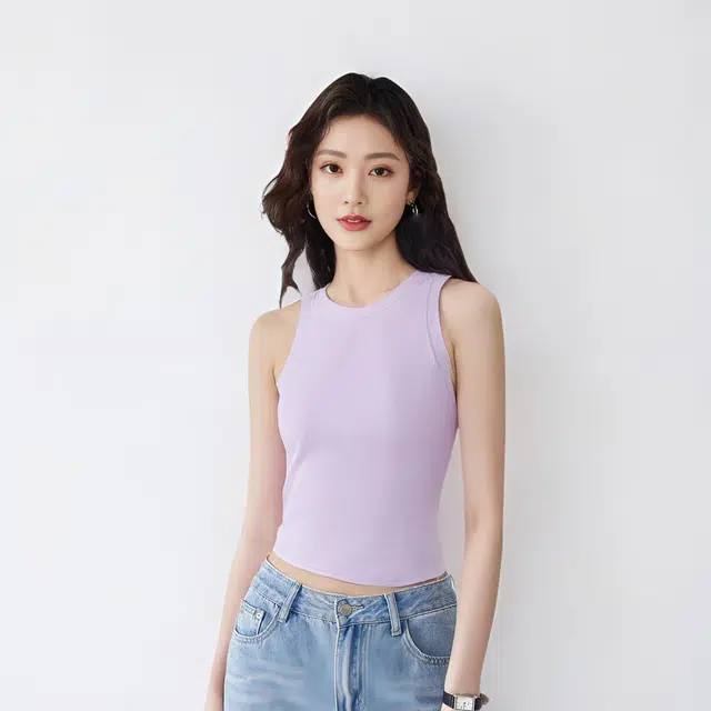 Victoria's Secret PINK HIGH-NECK RIBBED TANKPastel Lilac